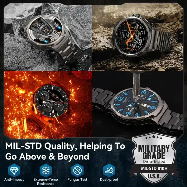 2024 New Military Quality GPS Track Smart Watch Men 1.85"Ultra HD Bluetooth Call 710 mah Blood Pressure Blood Oxygen Smart Watch - Image 2
