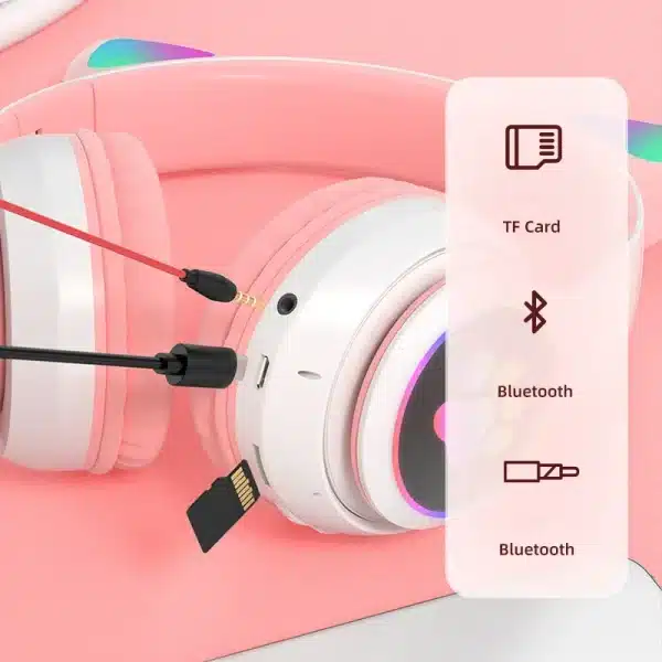 New JST-28 Wireless Headphones Cat Ears Bluetooth Earphones Stereo Music Earbuds Bluetooth 5.0 Sports Gaming Headset with Mic - Image 4