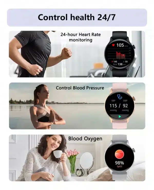 2024 New NFC Smart Watch Ladies 466*466 HD Screen Health Tracker Sports Voice Bluetooth Call Smartwatch Women For Huawei Xiaomi - Image 5