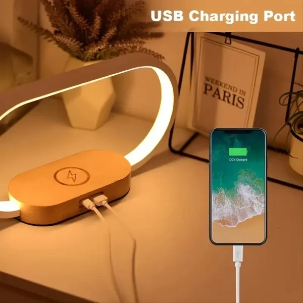 Multifunction Wireless Charger Pad Stand Clock LED Desk Lamp Night Light USB Port Fast Charging Station Dock for iPhone Samsung - Image 5