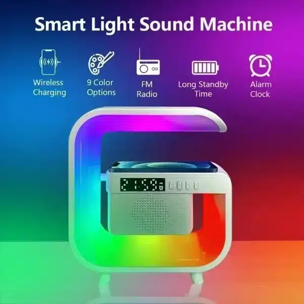 Wireless Charger Station Desk Lamp Night Light Alarm Clock Bluetooth Speaker For iPhone Samsung Xiaomi Fast Charging Stand Pad - Image 3