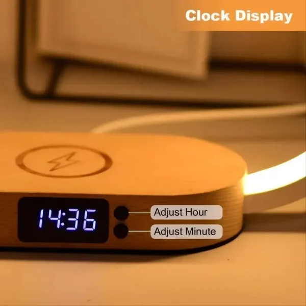 Multifunction Wireless Charger Pad Stand Clock LED Desk Lamp Night Light USB Port Fast Charging Station Dock for iPhone Samsung - Image 6