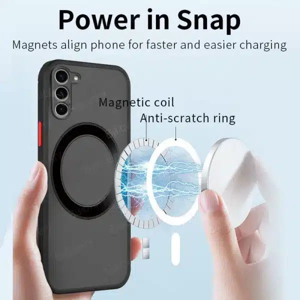 Phone Case For Xiaomi Redmi Note 13 4G Note13 Pro 5G TPU Black Shell Back Cover Support Magnetic Wireless Charger Sticker - Image 6