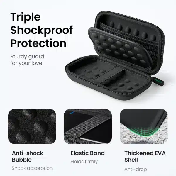 UGREEN Storage Case for Hard Disk Drive Portable Power Bank Case for External Hard Drive SSD HDD Protective Pouch Travel Bag Box - Image 3