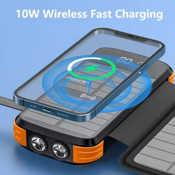 43800mAh Solar Power Bank with 4 Solar Panel Wireless Charger Powerbank for iPhone 15 Samsung S24 PD 20W Fast Charging Powerbank - Image 2