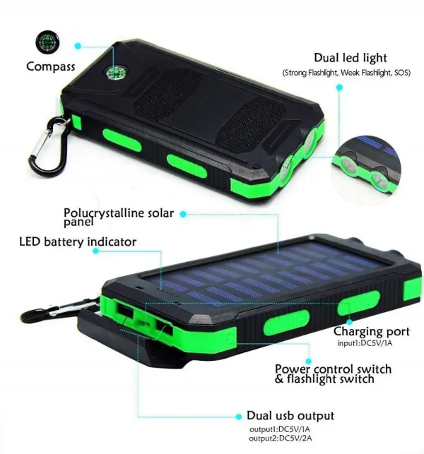 80000mAh Solar Power Bank Waterproof Battery External Portable Outdoor Dual USB Charger PowerBank LED For IPhone Xiaomi Samsung - Image 3