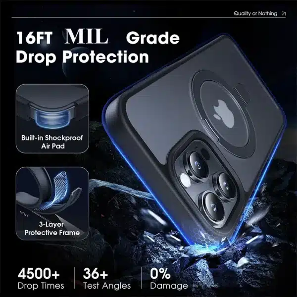 Translucent Magnetic Mobile Phone Case with Ring Kickstand for iPhone 16 15 14 Pro Max Plus 13 12 11 Mobile Cases Slim Cover - Image 5