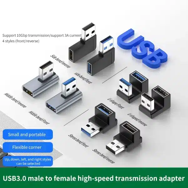 90 Degree USB 3.0 Male to Female Right Angle Extension Adapter USB Upward Elbow Adapter 10Gbps For Laptop PC Connector Converte - Image 2