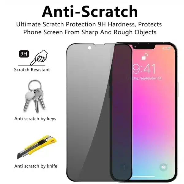 1-2PCS Black Anti-Spy Screen Protector for IPhone 15 14 13 12 Pro MAX Mini Tempered Glass for IPhone 11 XS MAX XR 7 8 Privacte - Image 3