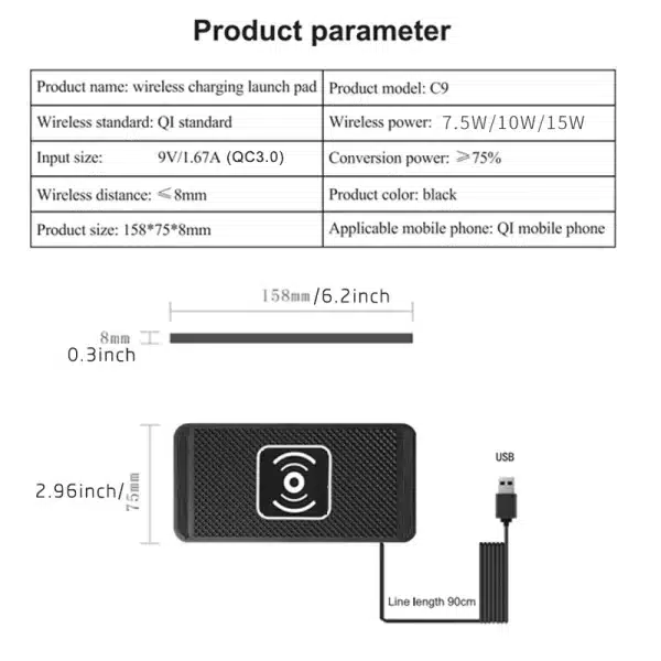 Wireless Car Charger Charging Pad 15w Non Slip Qi Fast Charger For Car Wireless Phone Charger For Android For IPhone 11/12/13/14 - Image 2