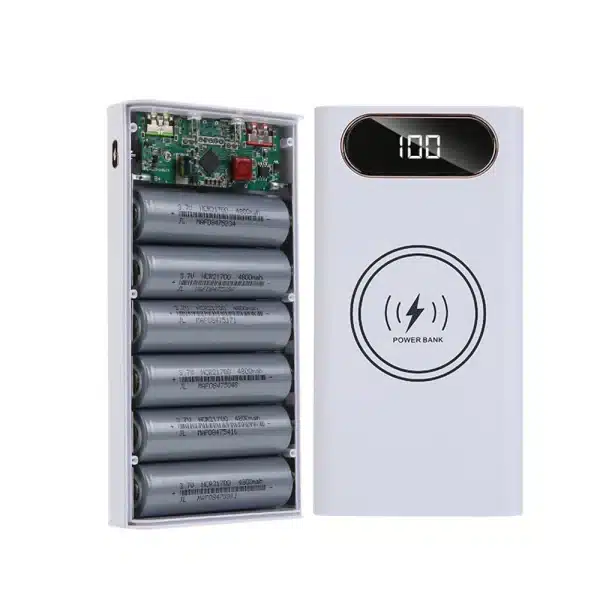 6*21700 Power Bank Case with Dual USB Mobile Phone Charger for Iphone Xiaomi Portable Digital Display