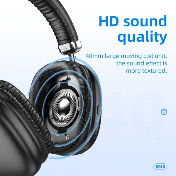 HOCO W35 HiFi Audio Wireless Bluetooth 5.3 40MM Headphone Music Headset Game Sport Handsfree Earbud with MIC Support TF Card AUX - Image 5