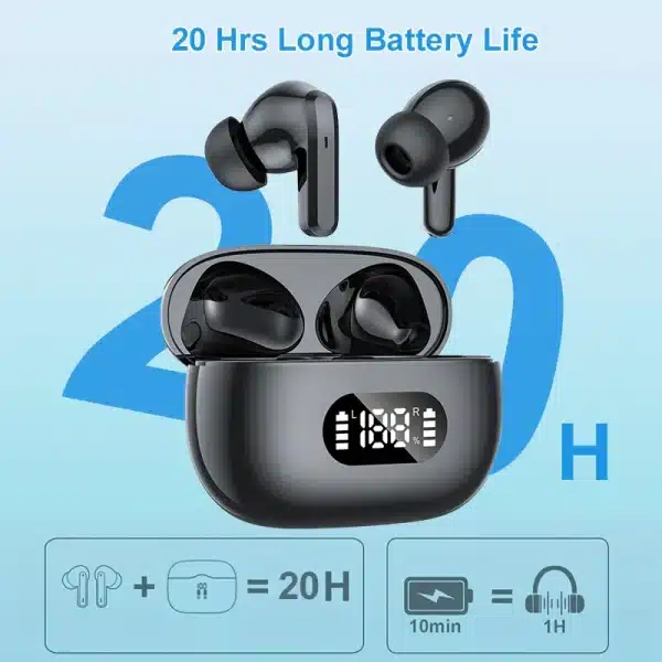 Wireless Earphone 40dB Noise Cancelling Bluetooth 5.3 Headphone 6 Mic ENC with LED Display HD Call TWS Earbuds Transparency Mode - Image 3
