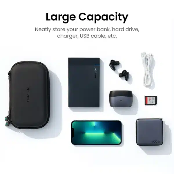 UGREEN Storage Case for Hard Disk Drive Portable Power Bank Case for External Hard Drive SSD HDD Protective Pouch Travel Bag Box - Image 2