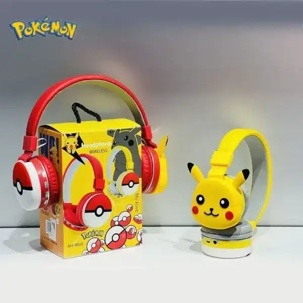 NEW Anime Pokemon Pikachu Bluetooth Headphone Wireless Headsets Cartoon Stereo Headset Earphone With Mic Hottie Fashion Gifts - Image 2