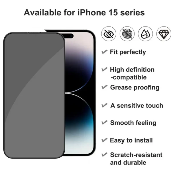 Full Coverage Tempered Glass Protector Ultra-thin Tempered Glass Screen Protector for Iphone 15 Series Anti-scratch Bubble-free - Image 3