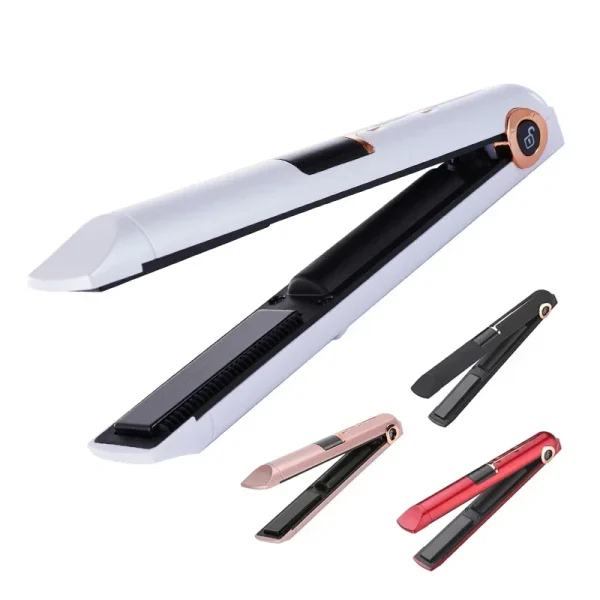 Portable Wireless Hair Straightener With Power Bank Function Rechargeable Hair Straightening Curling Flat Iron For Home Travel