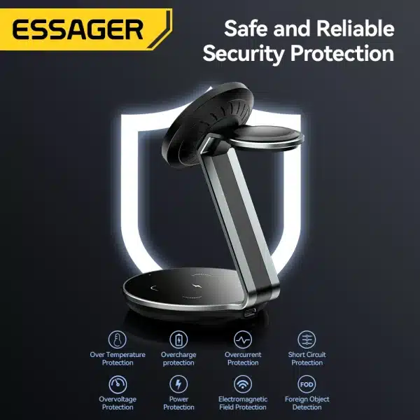 Essager Magnetic Wireless Charger 3 in 1 Charging Station 15W Fast Charging Stand for iPhone 15 Pro Max Apple Watch AirPods Pro - Image 6