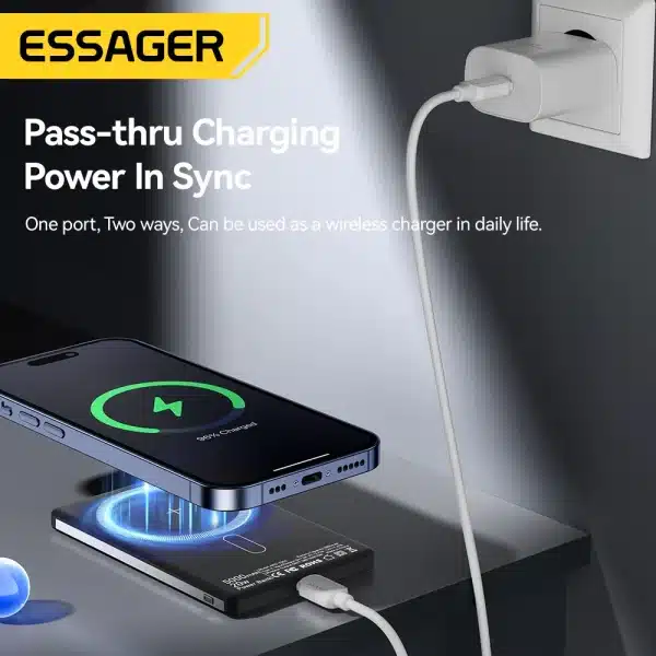 Essager PD 20W Magnetic Wireless Charging Bank 5000mAh External Battery Charger For iPhone 15 14 13 Pro Max Thin Charging Bank - Image 5