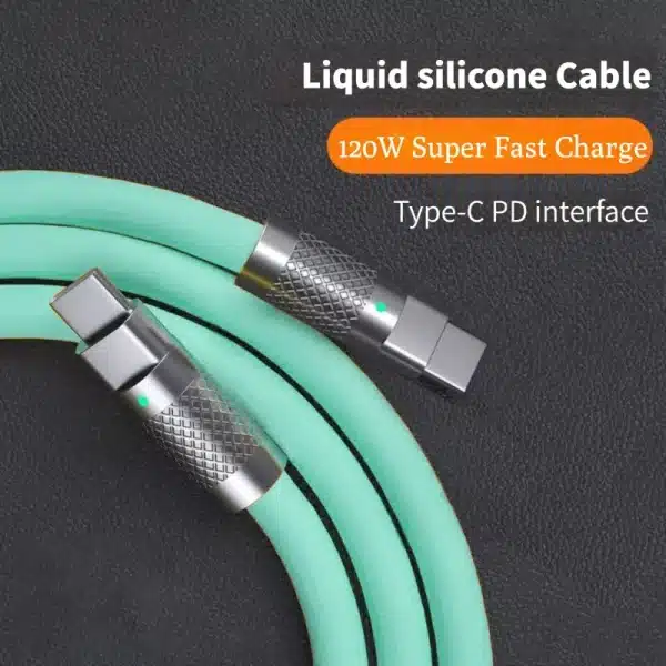 120w 6a Super Fast Charge PD Type C Liquid Silicone Cable Quick Charge 1M 2M Usb Cable Usb C to C Charger Cable - Image 6