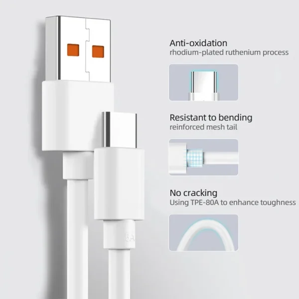 Original Xiaomi 6A 120W USB C-type ultra fast charging cable Xiaomi Mi 13 12 Pro Realme POCO 12 Turbo fast charging data cable - Image 6