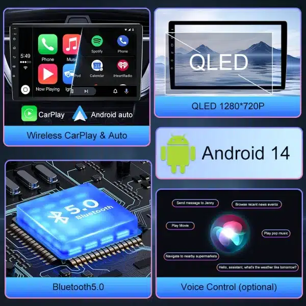 Android 14 Car Radio Wireless Carplay For Ford Taurus 2011-2016 5G wifi Stereo Multimedia Player GPS Navigation HDR QLED No 2din - Image 2