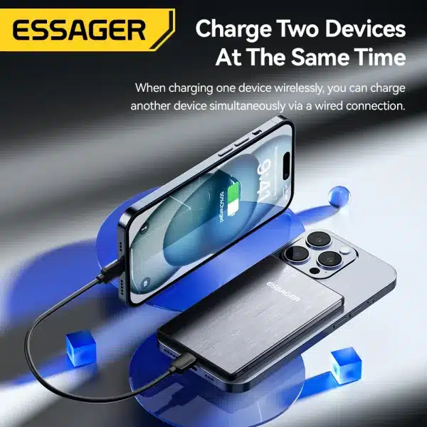 Essager PD 20W Magnetic Wireless Charging Bank 5000mAh External Battery Charger For iPhone 15 14 13 Pro Max Thin Charging Bank - Image 4