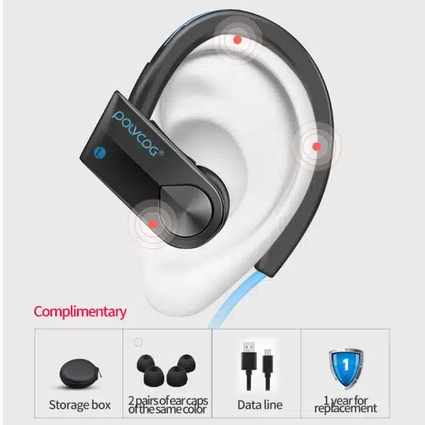 POLVCDG-K98 Neck Wireless Bluetooth headset IPX7 Waterproof Sports Fitness Stereo headset Microphone Noise cancelling wireless - Image 3