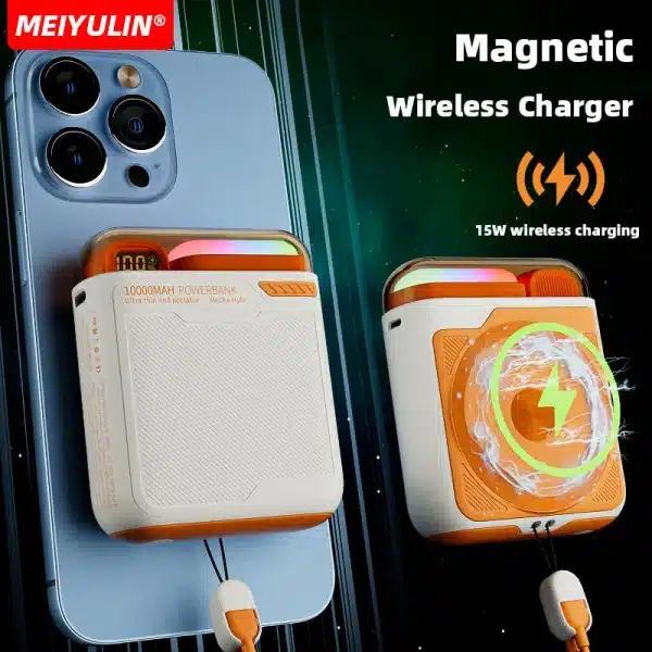 10000mAh 20W Magnetic Wireless Power Bank With Stand Cable USB-C For iPhone 15 Samsung Fast Charging External Auxiliary Battery - Image 2