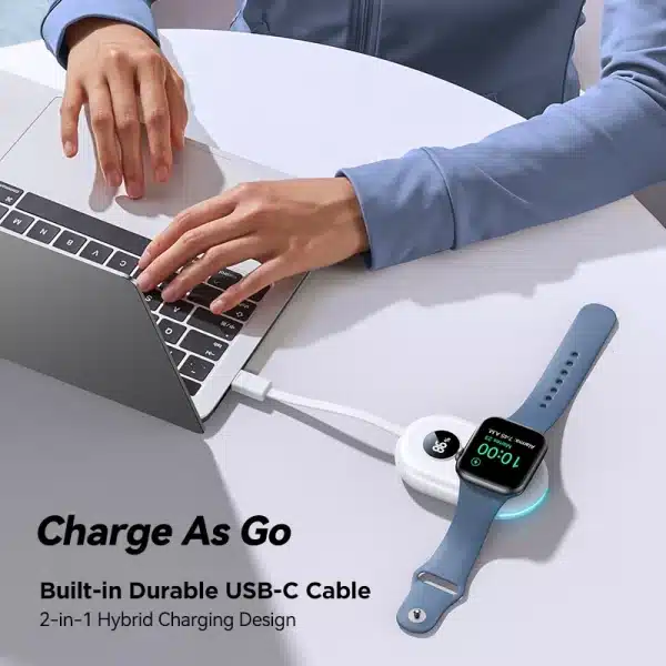 Joyroom Portable 2500mAh Charger for Apple Watch Series 9/8/7/6/5/4/3/2/1 Wireless Travel iwatch Charger USB C Smart Power Bank - Image 3