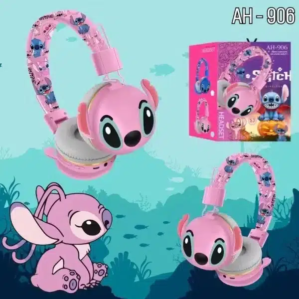AH-906 Stitch Bluetooth Headphones AH-906 Disney Wireless Earbuds HIFI Sound Foldable Headsets with Mic Anime Cartoon Kids Gifts - Image 3