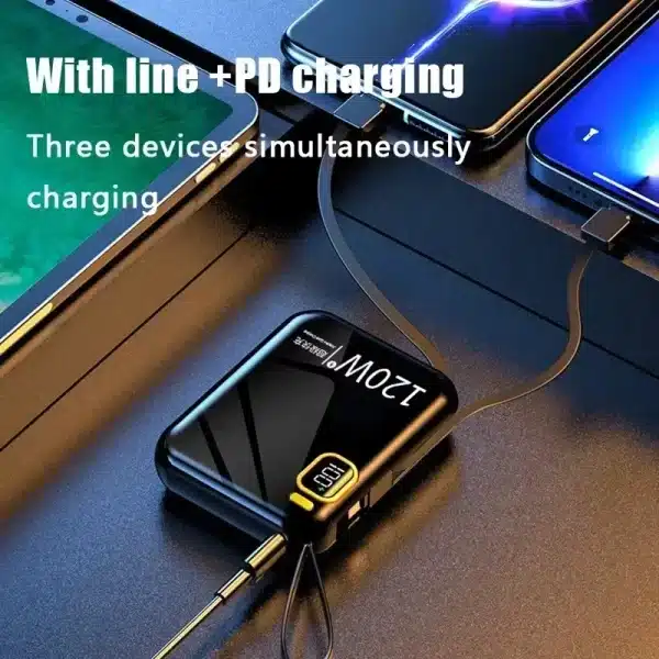 120W 50000mAh Portable Power Bank High Capacity Cable Two-way Fast Charging Mini 2in1 Wire Powerbank for iPhone Samsung ﻿Xiaomi - Image 6