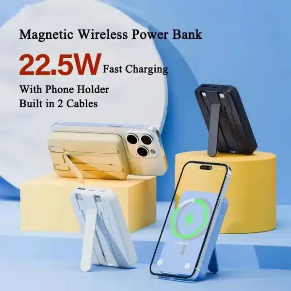 New built-in cable bracket magnetic suction wireless power bank 50000mAh large capacity super fast charging mobile power supply - Image 2