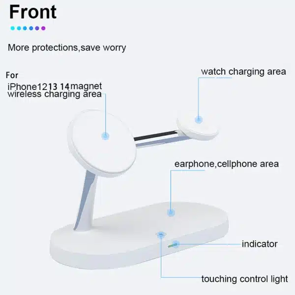 3 in 1 Wireless Charger For iPhone 12 13 14 15 Magsafe Charger Airpods Pro Apple Watch 9 8 7 6 QI Fast Charging Station - Image 3