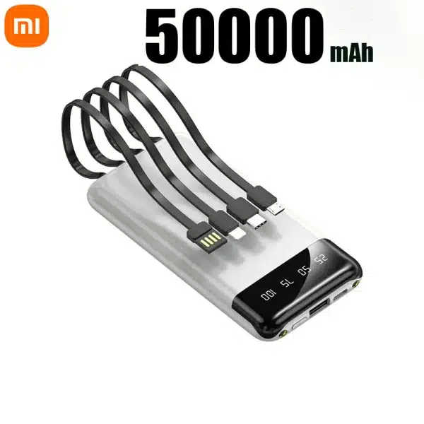 Xiaomi 50000mAh Large Capacity Power Bank 4 in 1 Built in Cables Powerbank LED Intelligent Digital Display for Iphone Samsung - Image 6