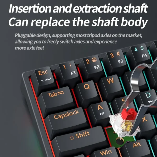 MUCAI MK61 USB Gaming Mechanical Keyboard Red Switch 61 Keys Wired Detachable Cable RGB Backlit Hot Swappable - Image 2