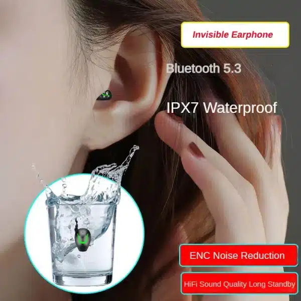 Invisible Earphone Mini Headphone Bluetooth 5.3 TWS Wireless Sleep with Microphone HD Call Single In-Ear Earbud Noise Reduction - Image 2