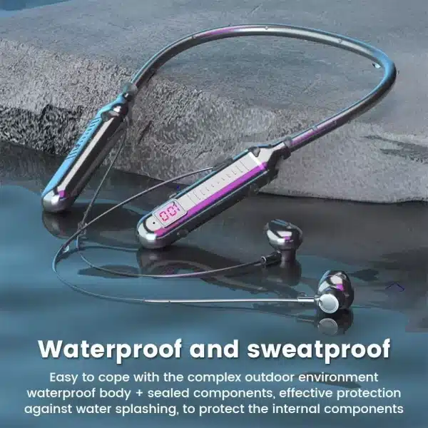 Bluetooth 5.2 Earphones Neckband Headphones TWS Wireless Headsets HiFi Stereo LED Digital Display Dual Mode Waterproof Earbuds - Image 3