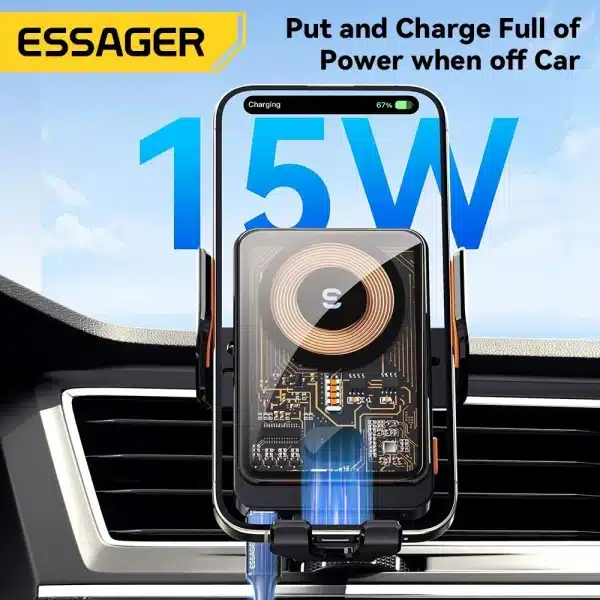 Essager 15W Qi Wireless Charger Car Phone Holder Air Vent Mount Stand For iPhone Samsung Cell Phone Support Fast Charging - Image 2