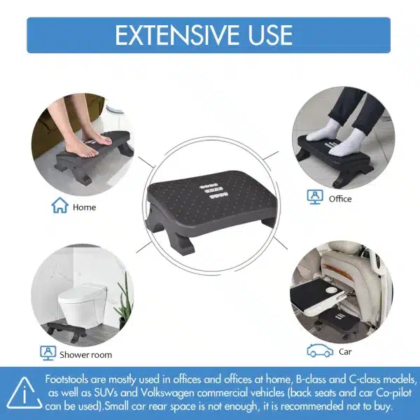 Under Desk Footrest Ergonomic Foot Stool with Massage Rollers Max-Load 120Lbs Desk Leg Rest Pain Relief for Home Office Work - Image 4