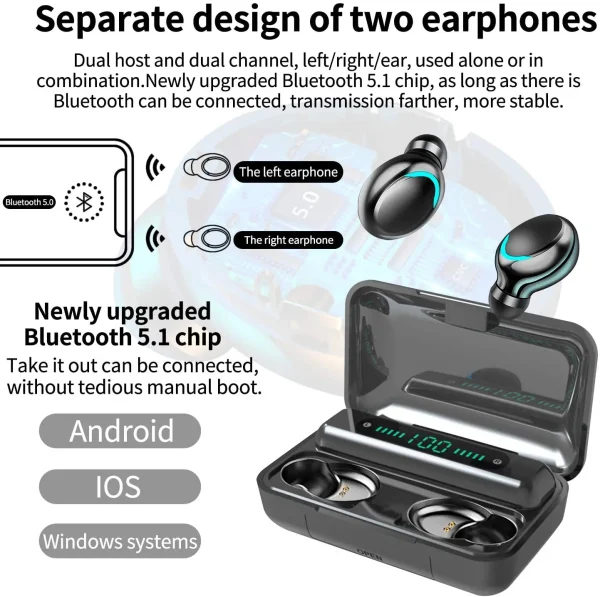 Wireless Headphone F9-5C Bluetooth Earphone Touch Sports Stereo Headset Mini Bass TWS Earbuds with Micrphone for Phone - Image 6