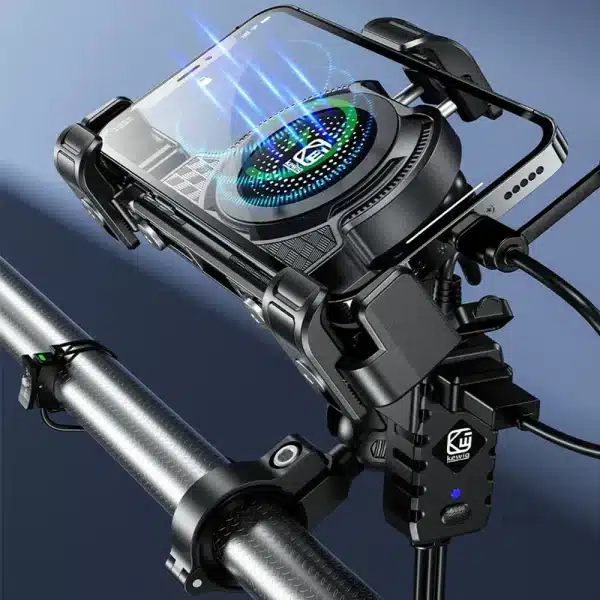 Motorcycle Phone Holder 15W Wireless Charger & USB C 36W Fast Charging Motorbike Handblebar Mirror Mount With Vibration Dampener - Image 2