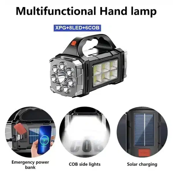 Powerful Portable Flashlight High Power COB Tactical Light Multi Functional Camping Lantern Bright Torch Mobile Power Supply - Image 3