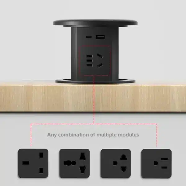 Hydraulic Damping Lifting Outlet Retractable Pop-Up Automatic Socket Wireless Fast Charging A+C Dual USB 20W Super Quick Charger - Image 4