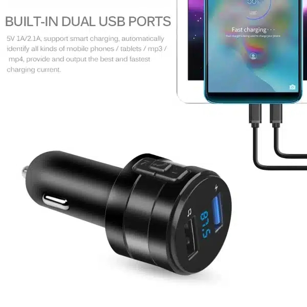 Car Bluetooth 5.0 FM Transmitter Fast Charger Wireless Handsfree Audio Receiver Auto MP3 Player 3.1A Dual USB Car Accessories - Image 5