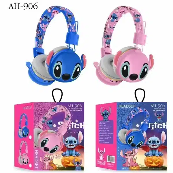 AH-906 Stitch Bluetooth Headphones AH-906 Disney Wireless Earbuds HIFI Sound Foldable Headsets with Mic Anime Cartoon Kids Gifts - Image 5