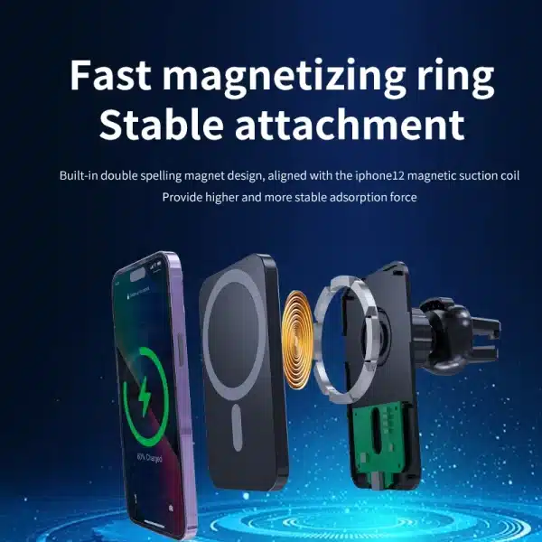 30W Magnetic Wireless Car Charger For MagSafe iPhone 16 15 14 13 Pro Max Xiaomi Samsung Xiaomi Air Vent Clip Phone Holder Stand - Image 2