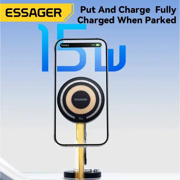 Essager 15W Magnetic Car Wireless Charger 360° Phone Holder Telescoping Car Mount For iphone 15 14 13 Max Car Navigation Bracket - Image 2