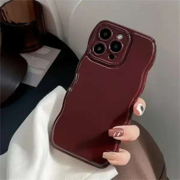 Korean Air Cushion Wave Gorgeous Wine Red Phone Case For iPhone 16 11 12 13 14 Plus 15 Pro Max Protection Shockproof Soft Cover - Image 5