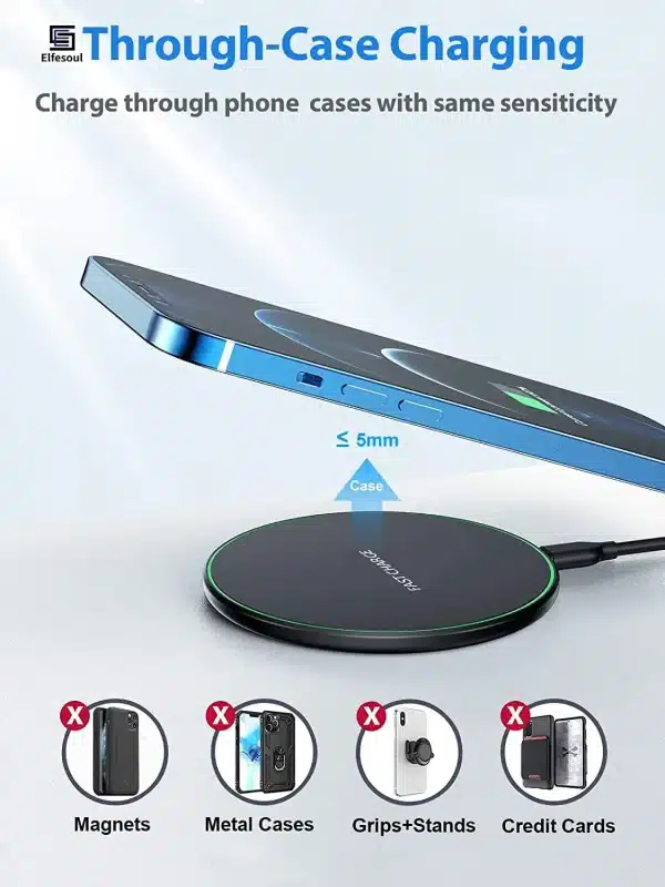 Qi2.0 Wireless Charger for iPhone 13 12 15 Xs Max XR 8 Plus Fast Charging Pad for Ulefone Doogee Samsung Note 9 S10 Plus S21 - Image 2